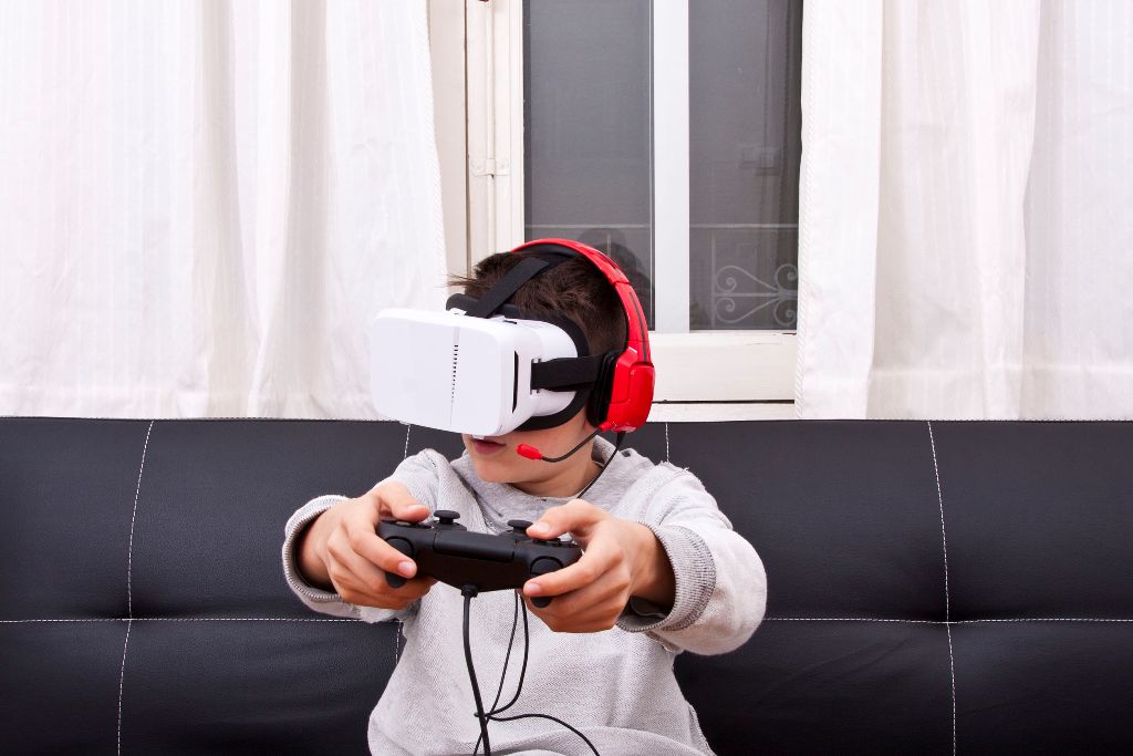 child with virtual reality game